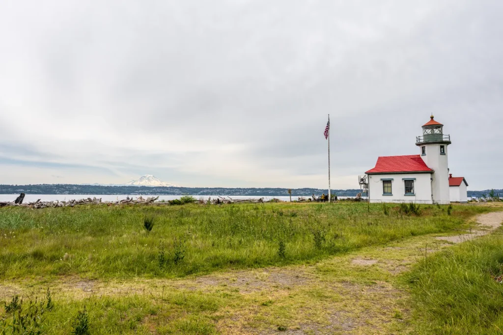 Vashon Island Lighthouse with Mount Rainier in the Distance
